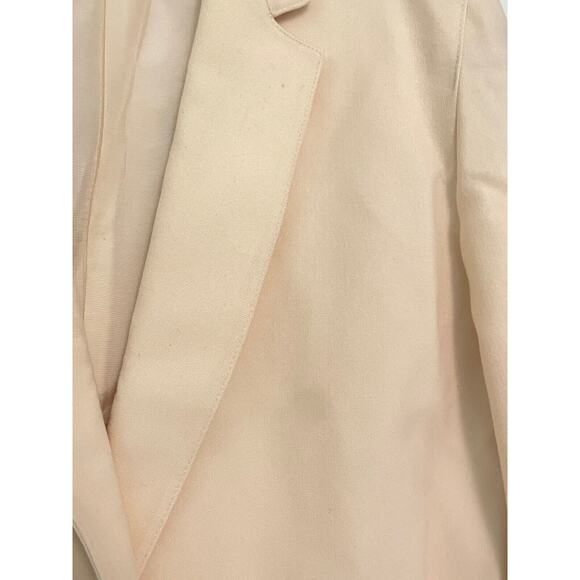 Vintage Brian Tucker Women Blazer Size 12 Cream Wool Double Breasted Preppy FLAW - Picture 3 of 12
